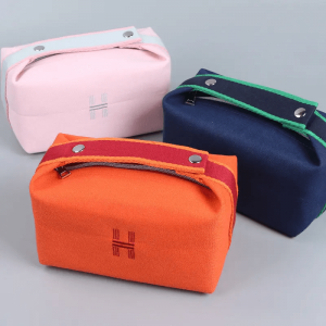 Factory Wholesale Custom Premium Luxury Canvas Cosmetic Bag with Zipper Cotton Travel Makeup Bags